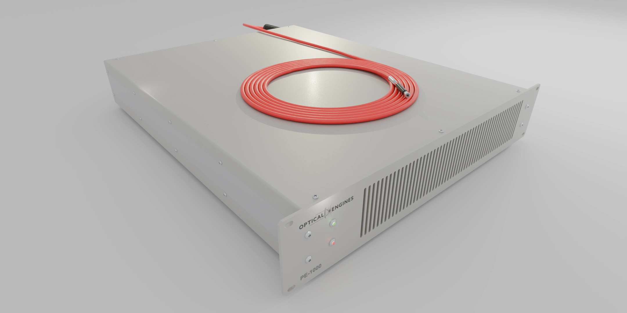 PE-1000 industrial fiber laser with coiled red fiber on top